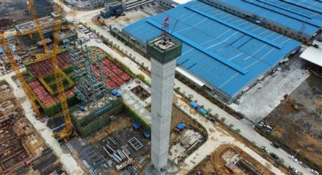 80米高煙囪、提前14天封頂！