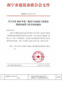 【喜訊】冶建桂海分公司一項(xiàng)目榮獲南寧市建筑工程質(zhì)量優(yōu)質(zhì)結(jié)構(gòu)獎